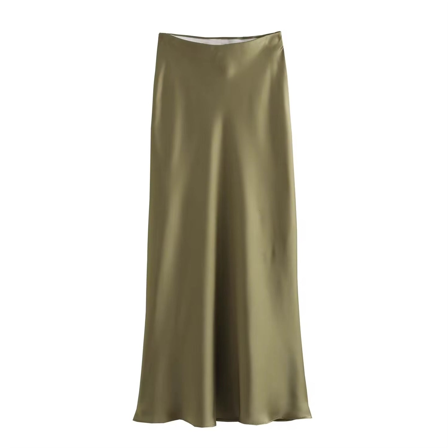 Jupe satin beige et vert