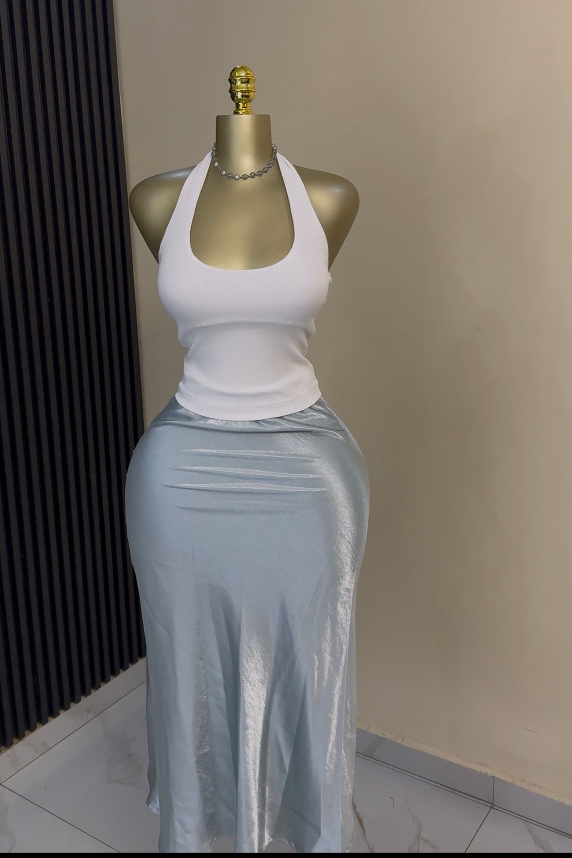 Jupe satin Bleu